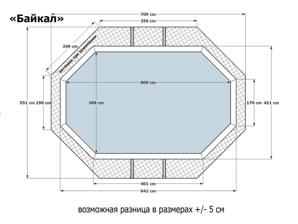 Бассейн Байкал 600 х 370 см